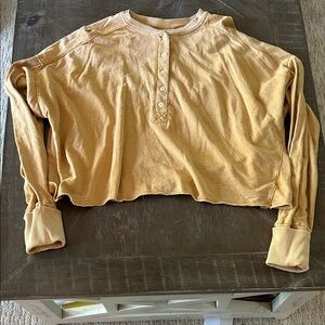 Universal Thread Tan Long Sleeve Henley Blouse